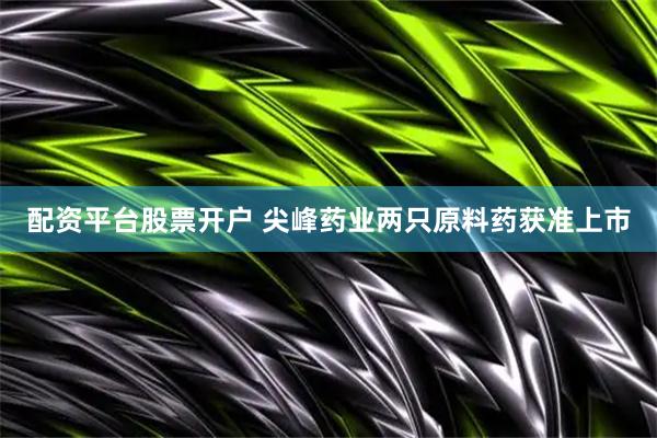 配资平台股票开户 尖峰药业两只原料药获准上市